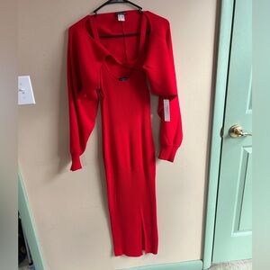 VENUS Vibrant Red Long Sleeve Dress